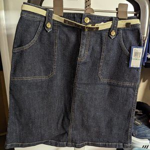IZOD Knee Length Denim Skirt (NWT)
